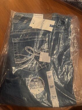 Wallflower Dark Blue Bootcut Jeans with Embroidered Back Pockets